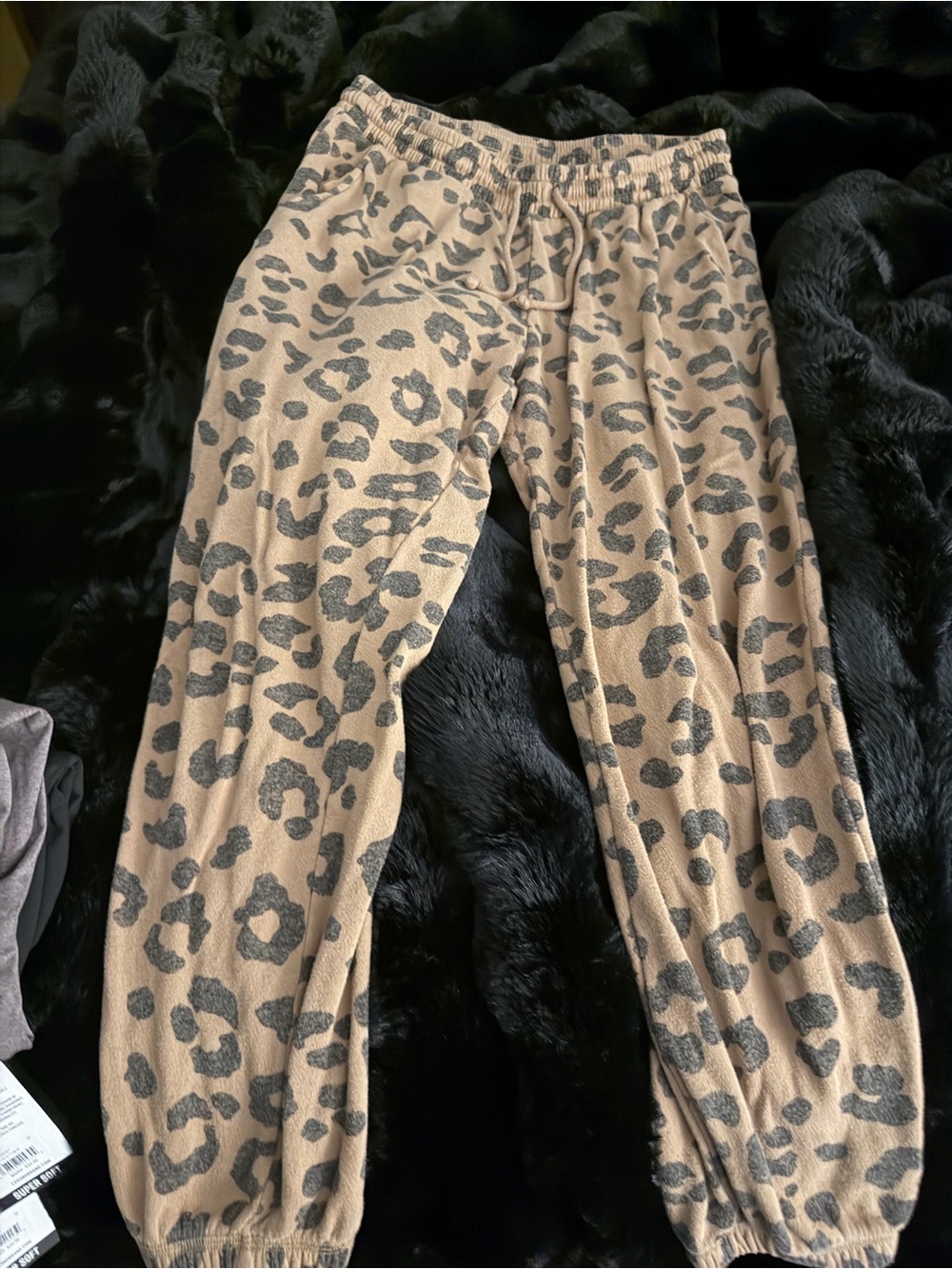 Beige & Gray Leopard Print Joggers